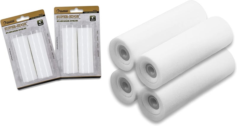 Rolling Dog Mini Foam Roller Paint - Paint Roller Covers,Concave Design High Density Foam Roller Refills for Smooth Even Painting(4 Inches,4PC) - Image 1